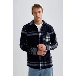 Regular Fit Kareli Cep Detaylı Polar Uzun Kollu Gömlek V2767AZ23WN