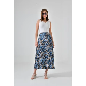 Lacivert Midi Dokuma Etek