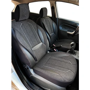 Axiom Comfort Serisi - Volkswagen T-Cross ile Uyumlu Koltuk Kılıfı, Keten-Deri / Siyah