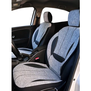 Axiom Comfort Serisi - Renault Fluence ile Uyumlu Koltuk Kılıfı, Keten-Deri / Gri