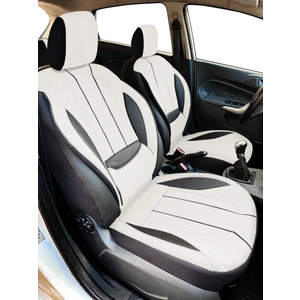 Axiom Comfort Serisi - Fiat Doblo ile Uyumlu Koltuk Kılıfı, Keten-Deri / Kemik