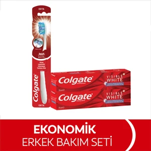Visible White Maksimum Beyazlık Diş Macunu 75 ml x2 Adet, 360 Visible White Orta Diş Fırçası