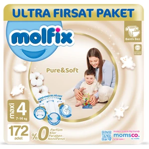 Pure & Soft Bebek Bezi 4 Beden Maxi 172 Adet