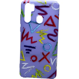 P13 Blue Max Lila Kılıf Soft Asimetrik Çizgi Desenli Kapak Korumalı Kılıf