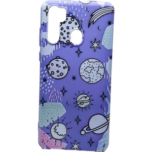 P13 Blue Max Lila Kılıf Silikon Gezegen Desenli Kapak Tam Koruma