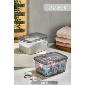 2 Adet Huge Füme Toz ve Tablet Deterjan Saklama Kutusu Deterjan Saklama Kabı - 2 Litre