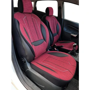 Axiom Comfort Serisi - Volkswagen Tiguan ile Uyumlu Koltuk Kılıfı, Keten-Deri / Bordo