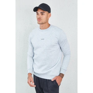 Bisiklet Yaka Basic Minimal Baskılı Sweat Kar Melanj