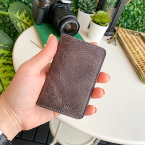 Sovana –  Deri Natural İnce Minimalist Tasarım Slim Unisex Cüzdan, Kompakt Kartlık, Kolay Taşınabilir (Gri)