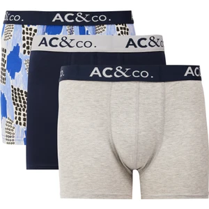 AC&Co / Altınyıldız Classics Erkek Lacivert-Gri Pamuklu Esnek Desenli 3'lü Boxer Paketi
