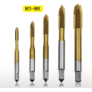 Guangdong Spirit Adet 6542 Kalay Kaplı Konu Musluk Seti M3-M8 Düz Flüt Konu Dokunun Matkap Diş Açma Aracı (Yurt Dışından)