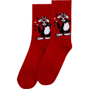 Unisex Vegan Kırmızı Çorap - Warner Bros Sylvester Classic Tasarım