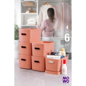 Mowo Home Alegra 6 Adet 4 Lt Kiremit Çok Amaçlı Dolap Içi Düzenleyici Kapaklı Kutu, Dekoratif Saklama Kutusu