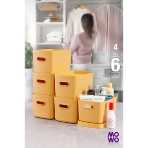 Mowo Home Alegra 6 Adet 4 Lt Hardal Çok Amaçlı Dolap Içi Düzenleyici Kapaklı Kutu, Dekoratif Saklama Kutusu