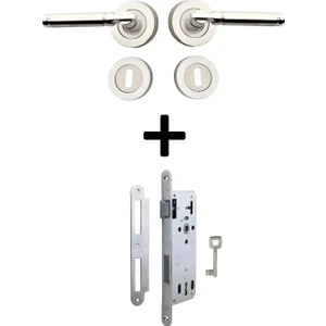 Bersa Yapı Feyza Rozetli Oda Kapı Kolu ve Sessiz Gömme Kilit Nikel 1 Kapılık Takım Nikel Kapı Kilidi 40 mm