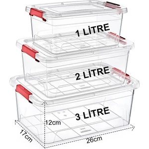 Smart Box Saklama Kabı 3lü Set 1-2-3 Litre