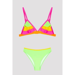 Çok Renkli Kız Çocuk Colorful Frill Triangle Bikini Set