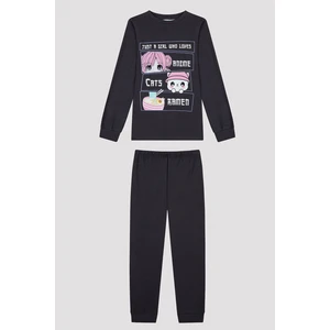 Kız Çocuk Anime Antrasit Pijama Takımı