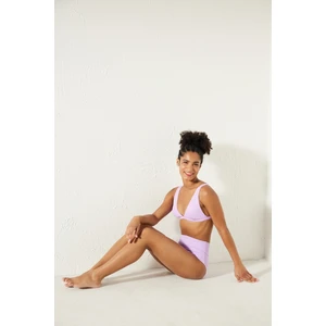 Basic Deep V Model Lila Bikini Üstü