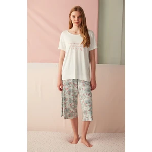 Çok Renkli Happiness Tişört Pijama Üstü