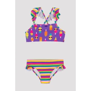 Kız Çocuk Dondurm Desenli Halter Bikini Takımı
