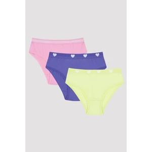 Çok Renkli Kalp Desenli 3Lü Slip Külot