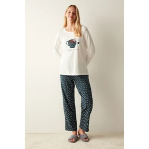 Activi-Tea Slogan Baskılı Pijama Takımı