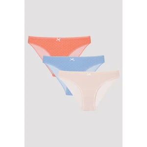 Dot Printed 3'lü Çok Renkli Slip Külot