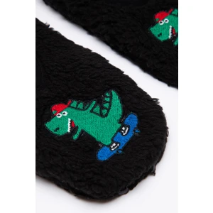 Siyah Erkek Çocuk Dinozor Desenli Patik Çorap