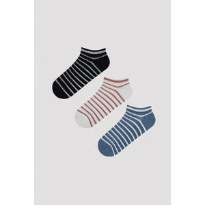 Softy Renkli Çizgili 3lü Patik Çorap