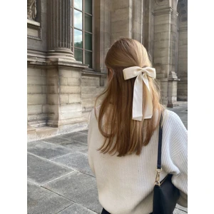 Ekru Saten Fiyonk Kurdele Otomatik Toka