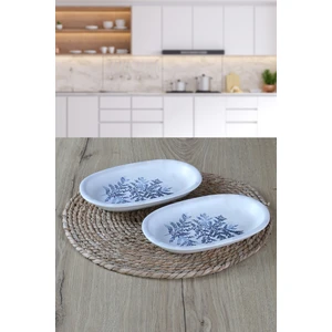 2 Adet 22CM Blue Magıc Yaprak Model Kayık Tabak