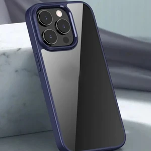 iPhone 15 Plus ile Uyumlu Kılıf Kenar Renkli Arkası Şeffaf  Kamera Koruma Impact Protectıon Kılıf