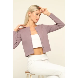 Owut Collection Açık Mavi Yumuşak Dokulu Düğme Detaylı Bluz Hırka