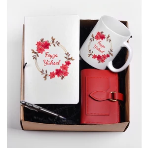 Kadın Cüzdan Isimli Kupa Bardak Defter ve Kalem Hediye Set