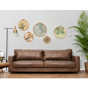 , 5 Parça, Ahşap Çerçeve, Harita, Map, Hediye, Duvar Dekorasyon, Eskiçağ, Retro
