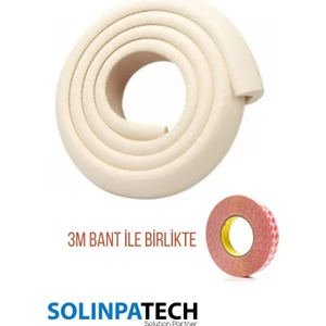 Krem Rengi Kalın Kauçuk 2 MT Bebek Çocuk Masa Sehpa Kenar Darbe Önleyici Bebek Güvenlik Seti 3M Bant Dahil