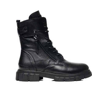 Kadın Deri Military Bağcıklı Fermuarlı Rahat Kalıp Şık Tasarım 32720