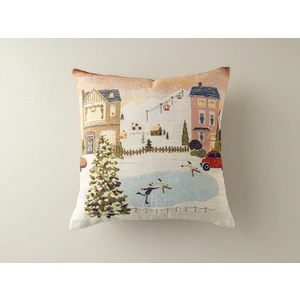 English Home Yılbaşı Cheerful Skate Goblen Kırlent Kılıfı 45X45 cm Pembe