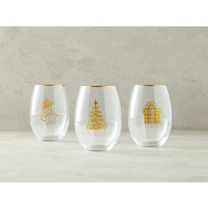 English Home Yılbaşı Christmas Match Cam 3'lü Meşrubat Bardağı 350 ml Gold
