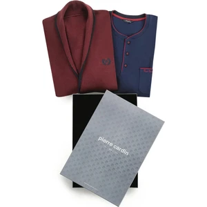 Pierre Cardin 5630 Erkek Triko Sabahlıklılı Uzun Kollu Pijama Takımı-Bordo