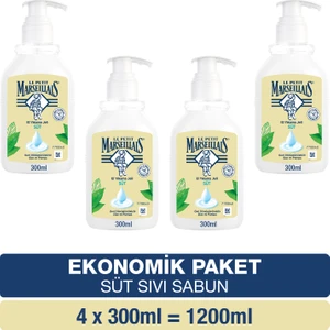 Le Petit Marseillais Nemlendirici Sıvı Sabun Süt 300 ml x4 Ekonomik Paket