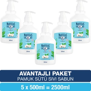 Le Petit Marseillais Nemlendirici Sıvı Sabun Pamuk Sütü 500 ml x5 Avantajlı Paket