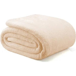 Wellsoft Battaniye Televizyon Battaniyesi Peluş Polar Battaniye Tek Kişilik 170x230 Krem