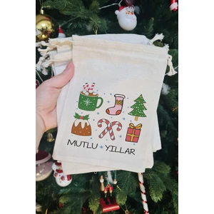 Retro Yılbaşı Süsleri Yılbaşı Hediye Kesesi 10LU