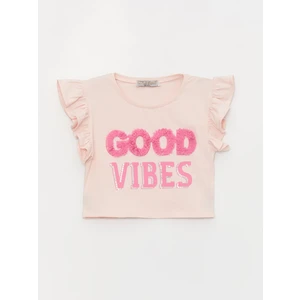 Kız Çocuk Fırfırlı Good Vibes Tişört