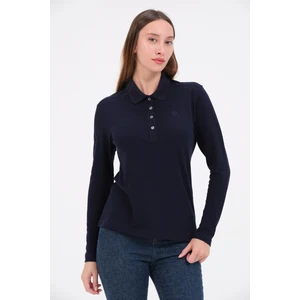Lacivert Bayan Regular Fit Uzun Kollu Polo