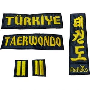 Spor Kuşak Nakış Taekwondo + Türkiye + Korece Taekwondo + 2 Adet 2.dan Çizgi