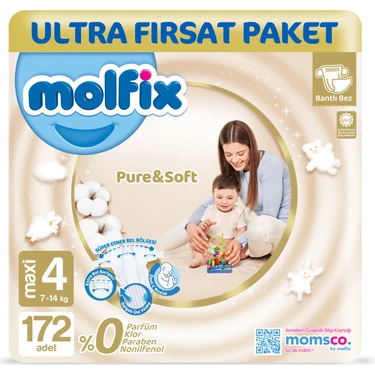 Molfix Pure & Soft Bebek Bezi 4 Beden Maxi 172