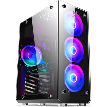 Blueforce Hunter 4* Rgb Fanlı Atx-Mini Atx Itx Uyumlu Mid Tower Gaming Oyuncu Bilgisayar Kasası